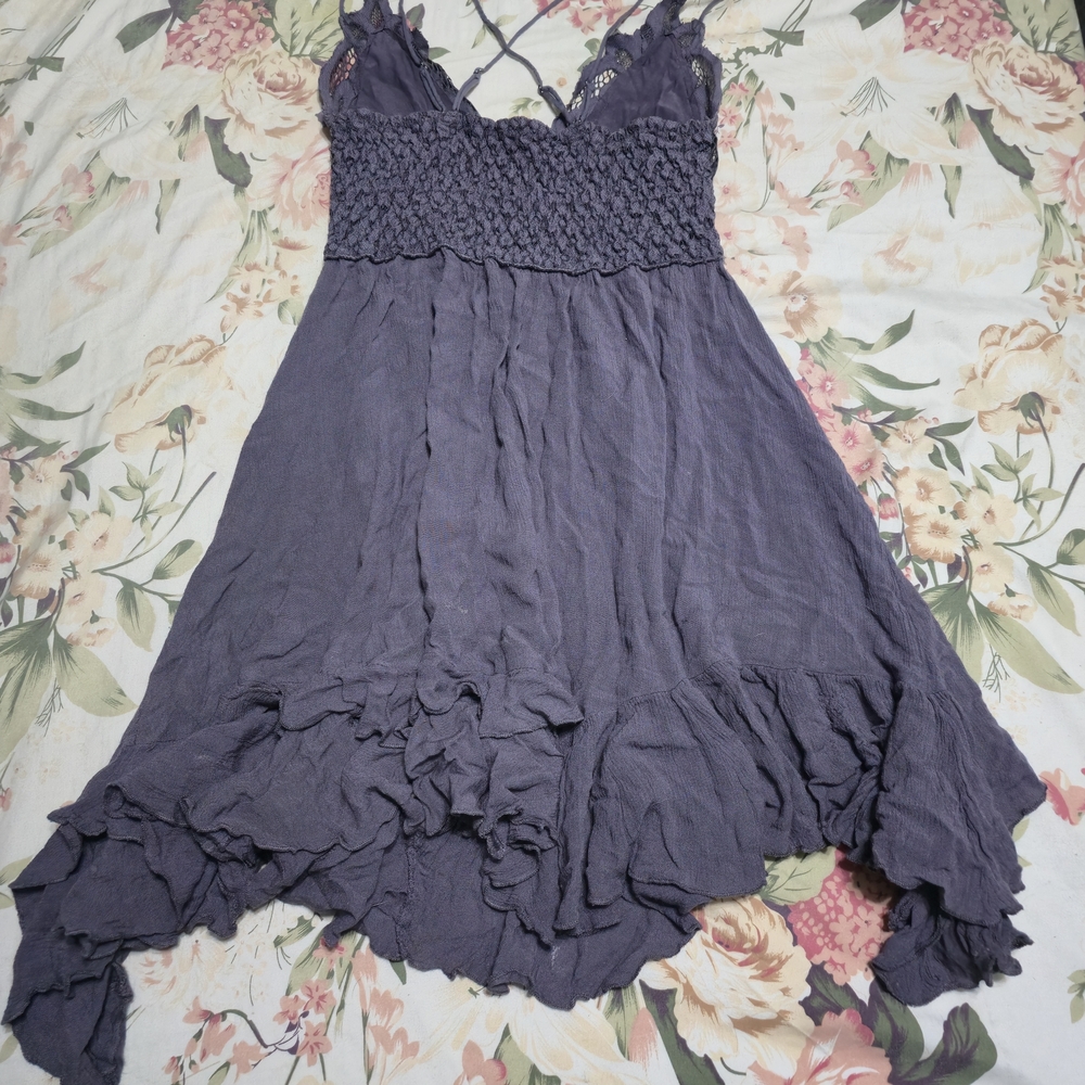Women's Lace-Trim Spaghetti Strap Dress - Purple - Picture 4 of 7